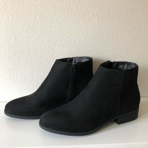 Faux Suede Black Ankle Booties